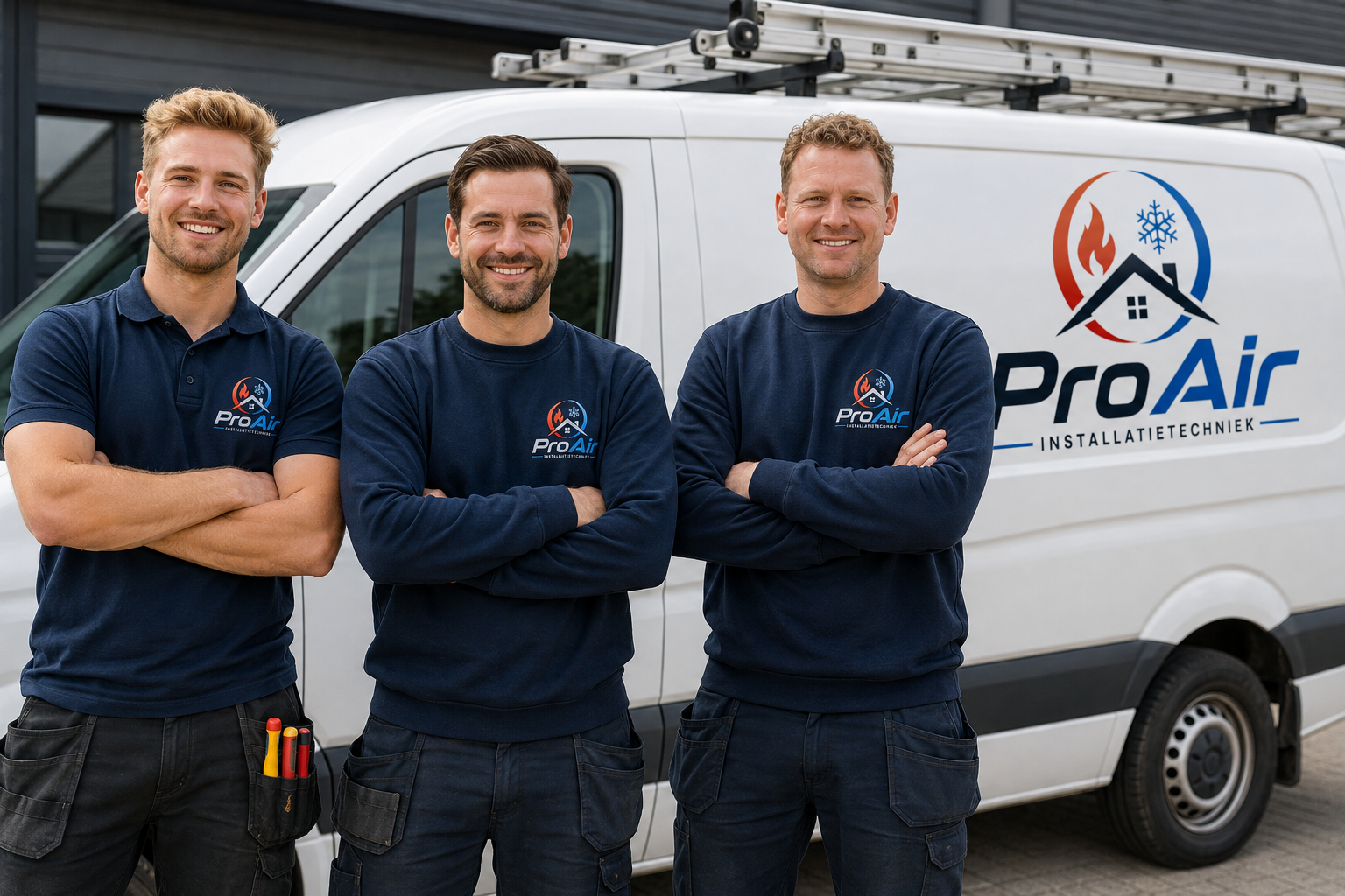 Het team van ProAir Installatietechniek bij de servicebus